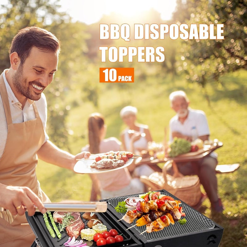 Zalaxt 10 Pack BBQ Grill Mesh Mat,Mesh Baking Tray,Grill Mesh,Disposable Barbecue Padding for Outdoor Barbecues - Image 3